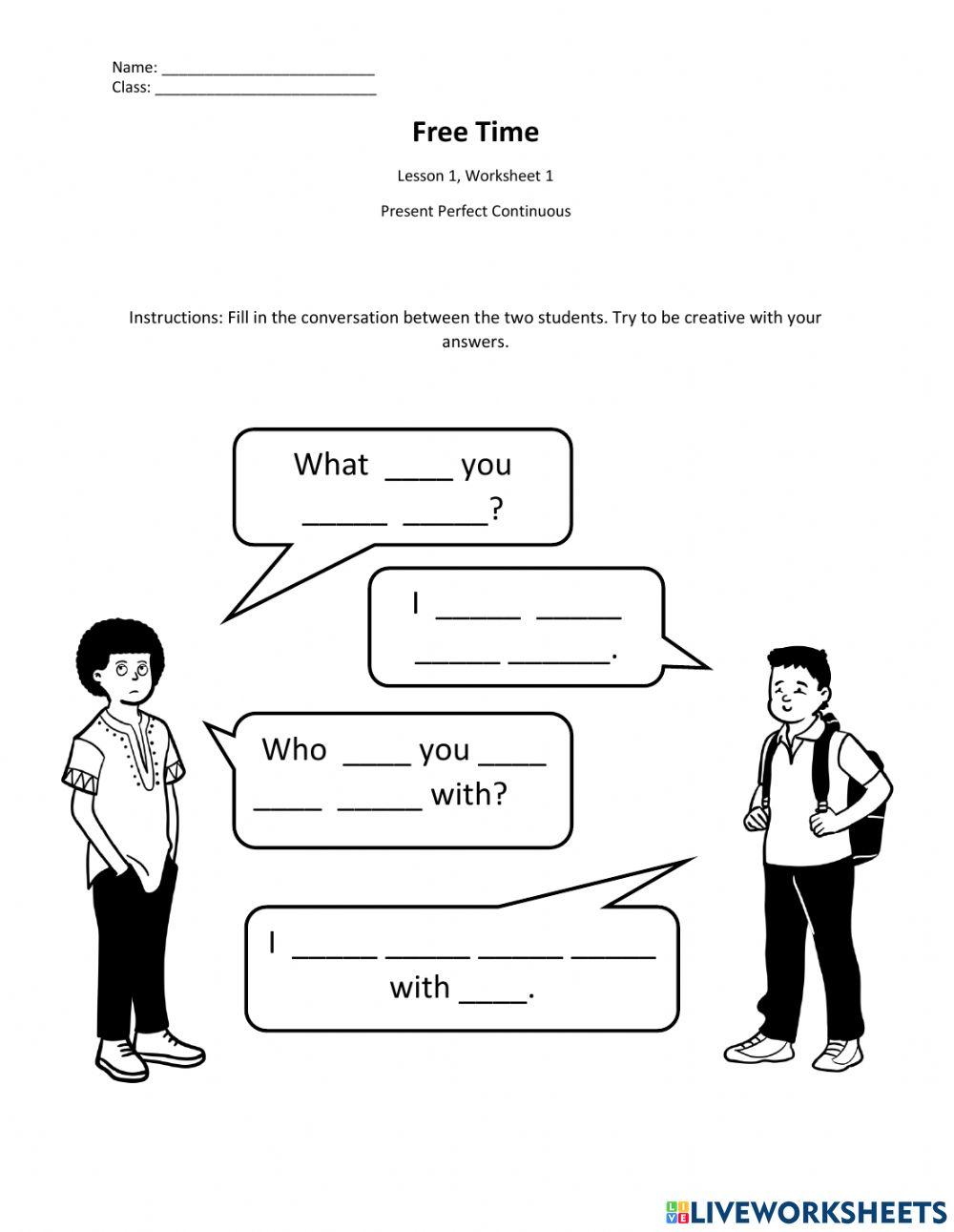 Present Perfect Continuous WS 1A Roleplay online exercise for Live
