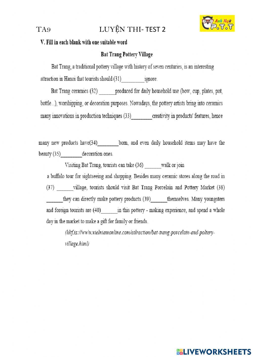 Ta9- unit 1 local environment- test 2