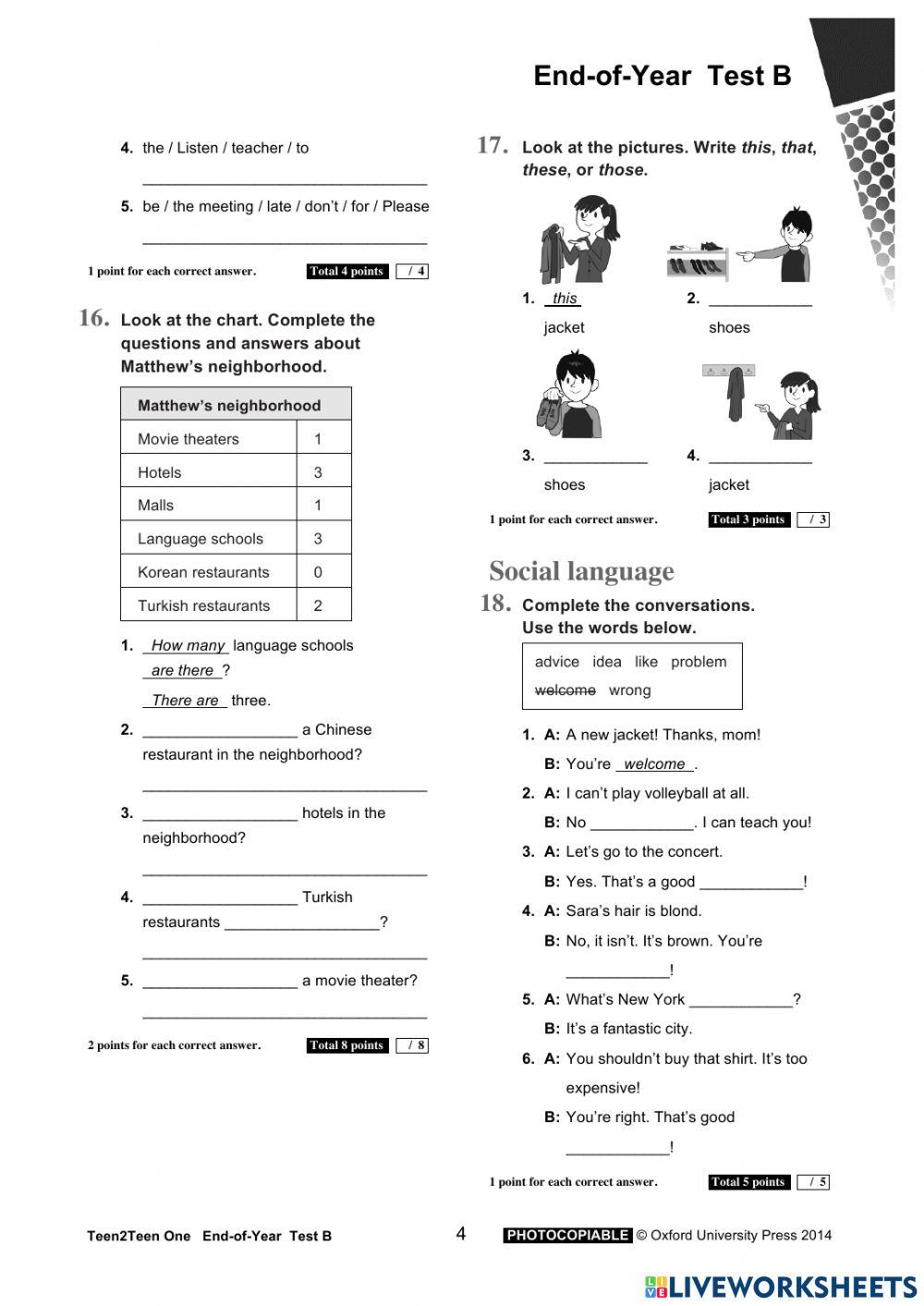 Teen2teen One - Test End of Term