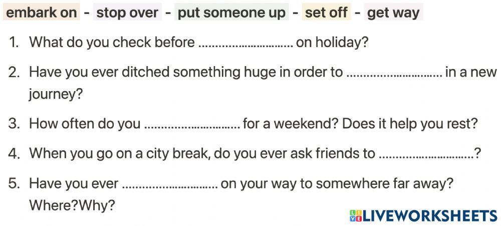 Some Travel Phrasal Verbs