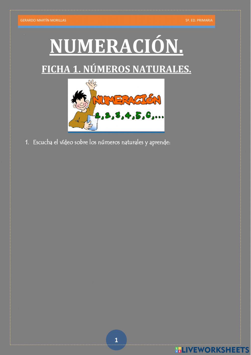 Numeración. Ficha 1. 6º