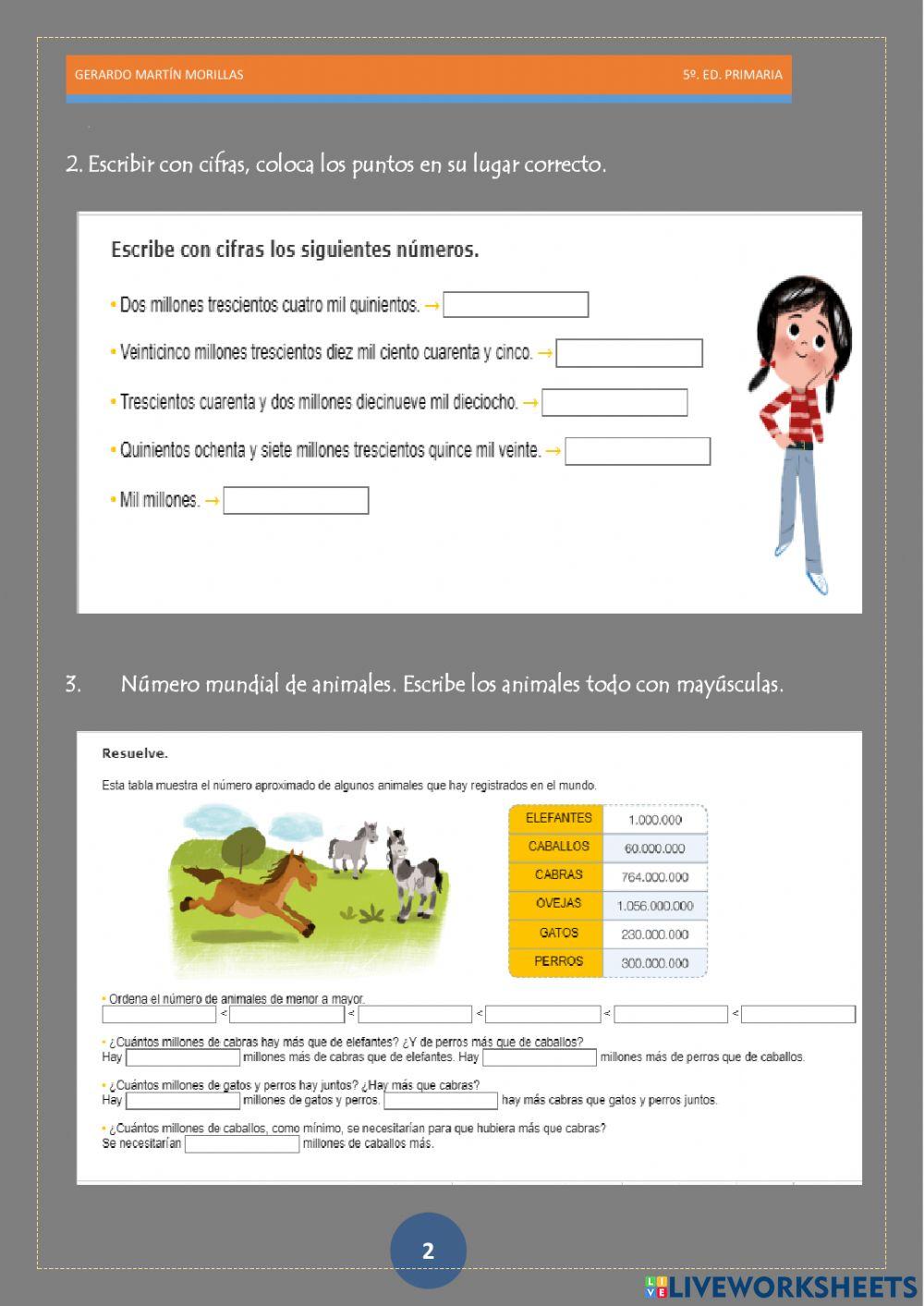 Numeración. Ficha 1. 6º