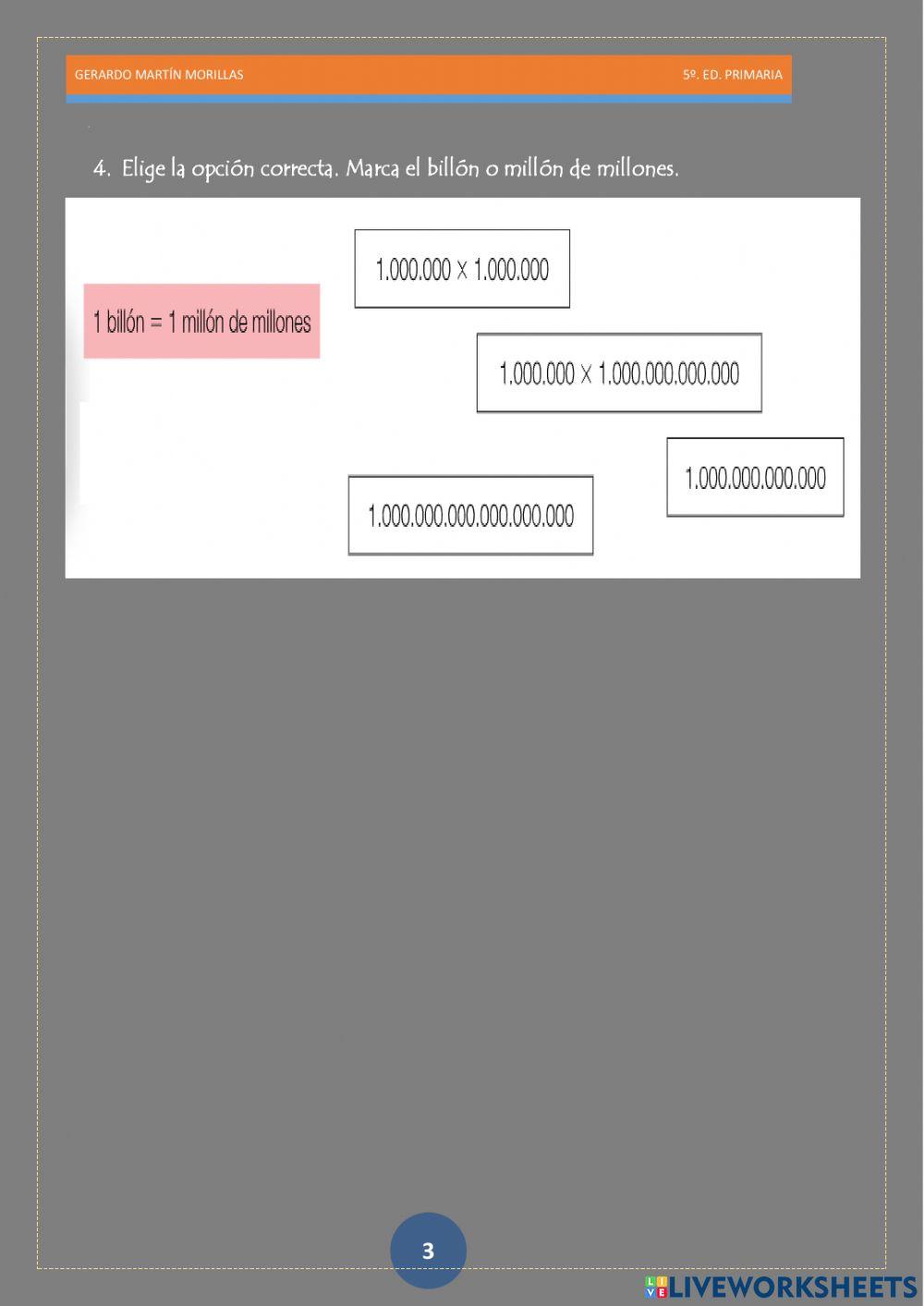 Numeración. Ficha 1. 6º