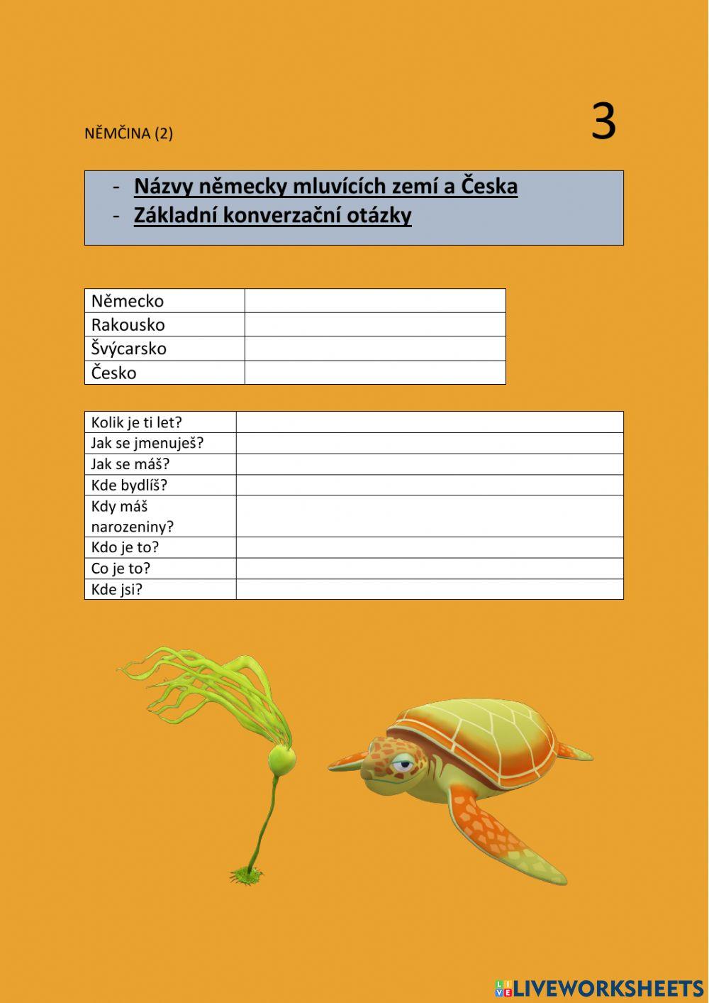 NEM (2) - 3 - země a základné otázky - psaní NEM (2) - 3 - země a základné otázky - psaní