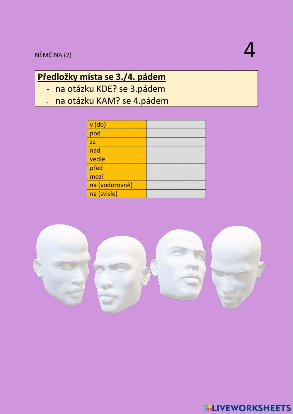 NEM (2) - 4 - predlozky se 3.-4. padem - psaní NEM (2) - 4 - predlozky se 3.-4. padem - psaní