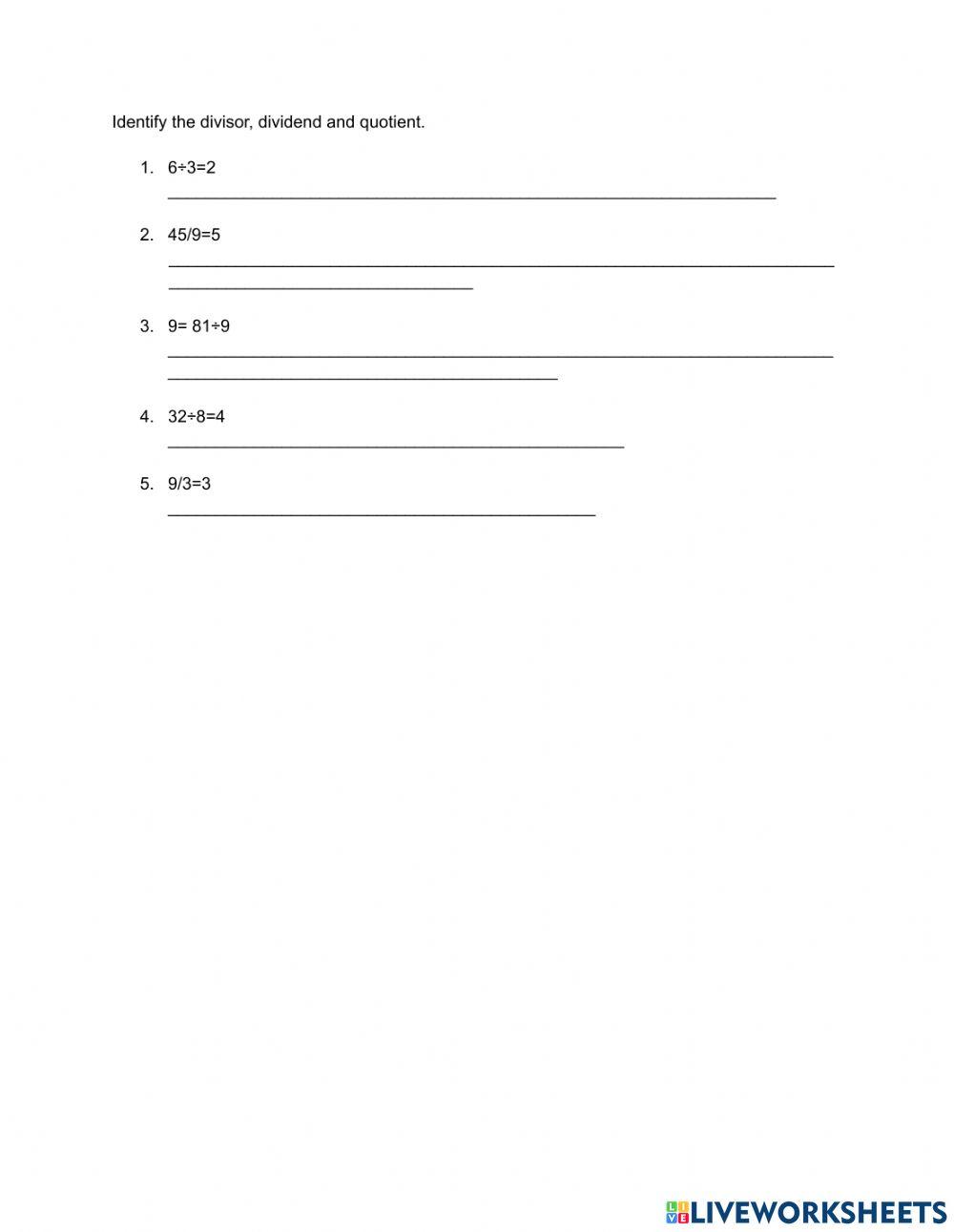 Identifying the Parts of Division Problems