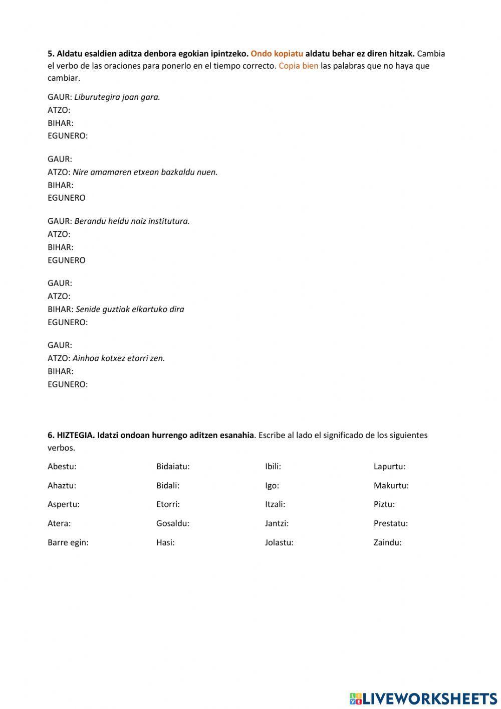 Euskera LH6 hasierako ebaluazioa