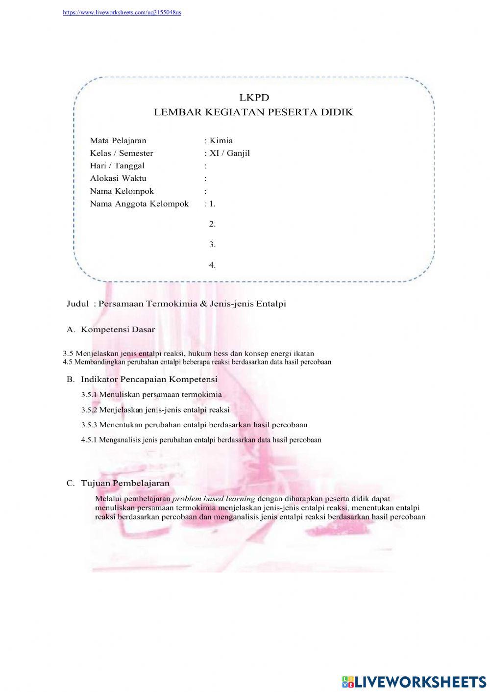 Persamaan termokimia