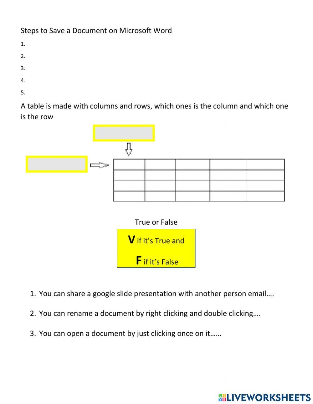 Computer basics, Microsoft word online exercise for | Live Worksheets