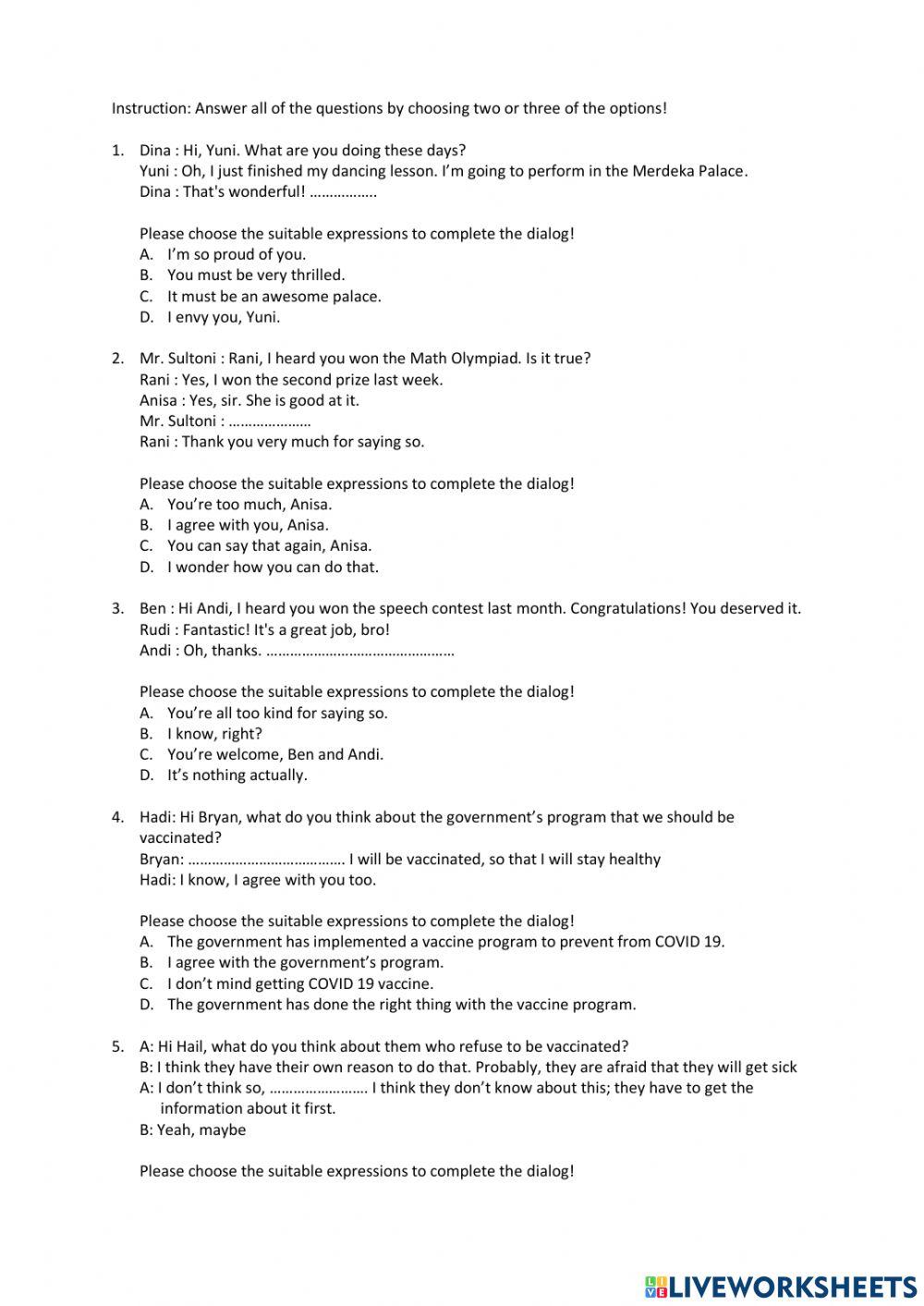 Latihan PTS Bahasa Inggris kelas 9 smt 1