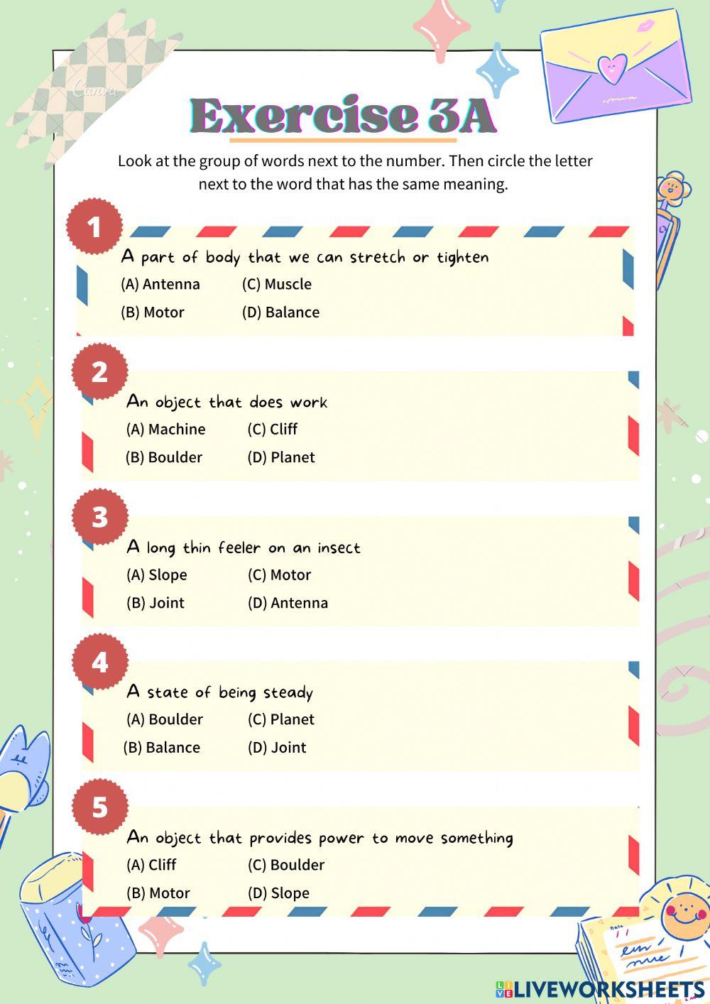 Exercise 3A worksheet | Live Worksheets