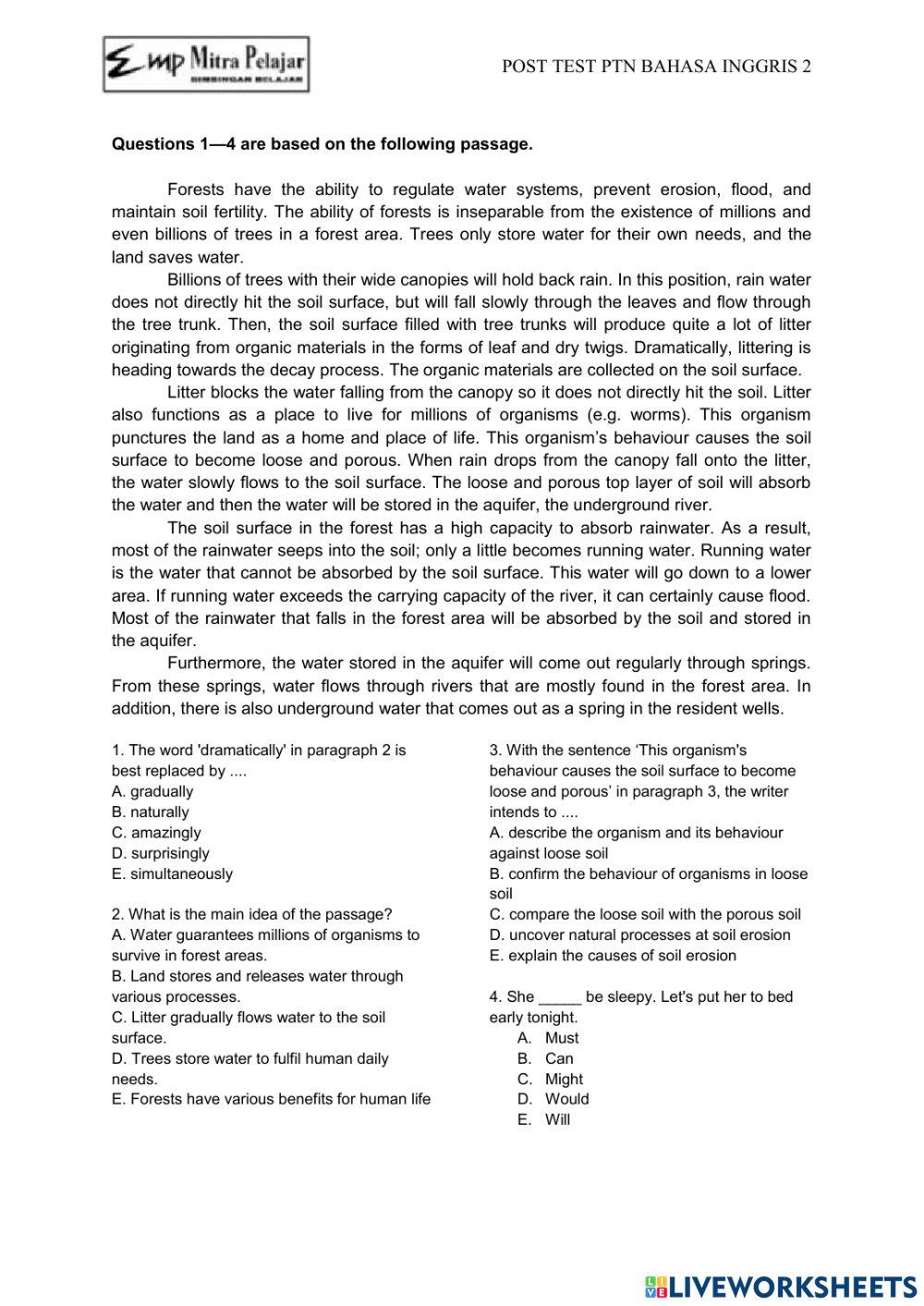 Post test ptn bahasa inggris 2