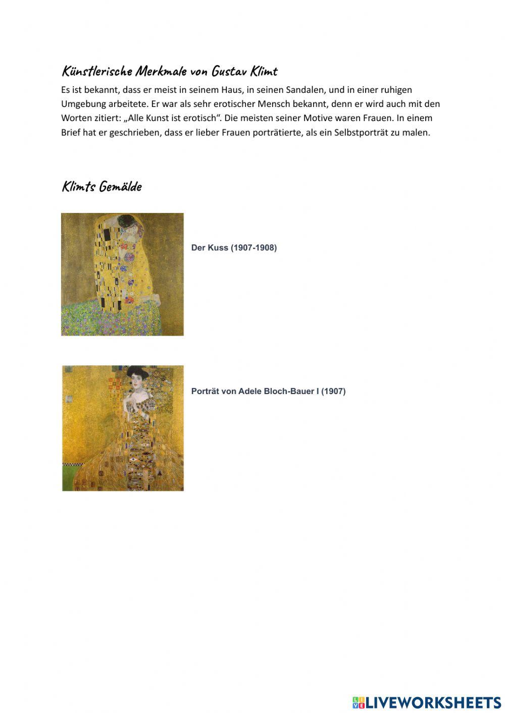 Gustav Klimt interactive worksheet Live Worksheets