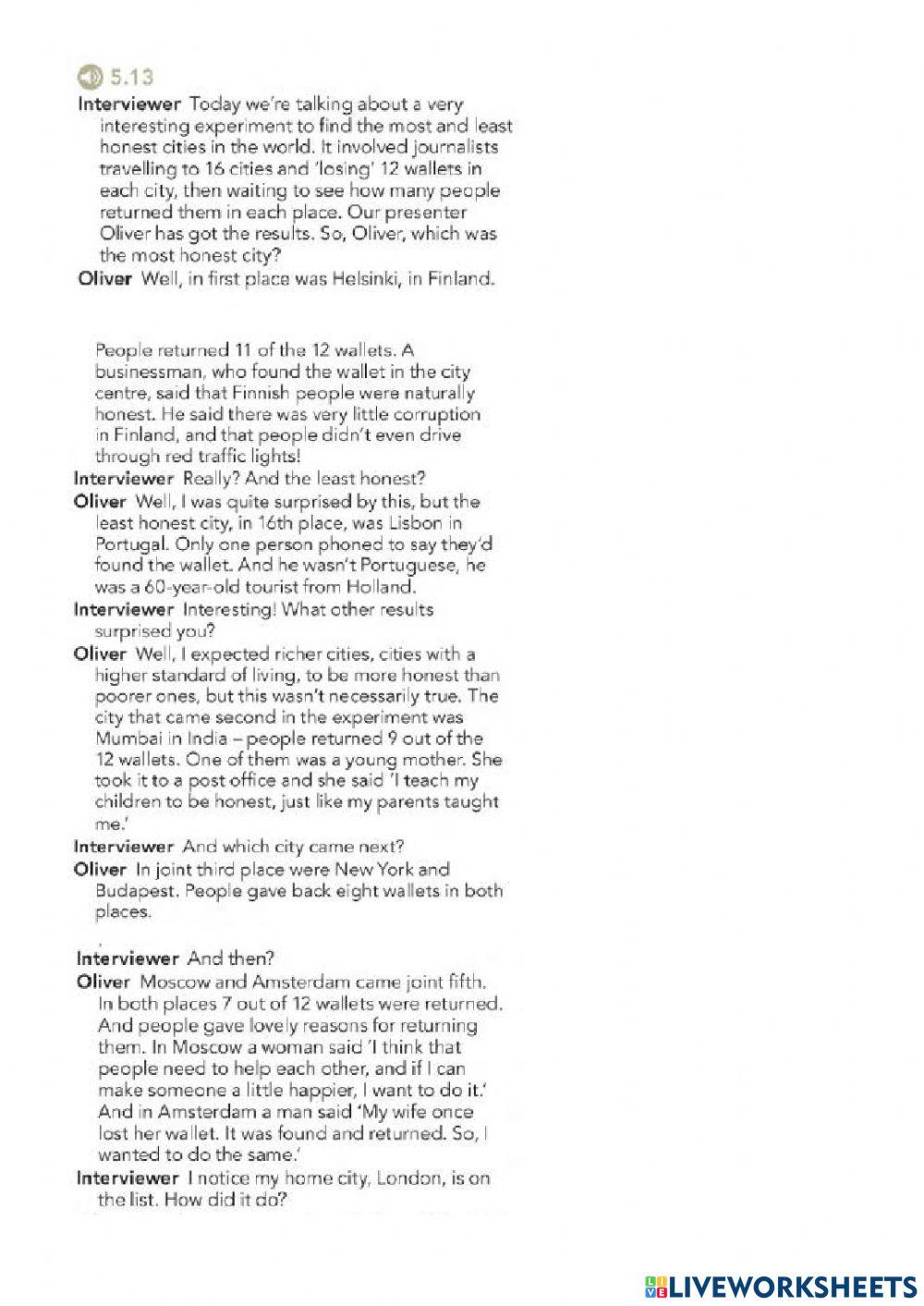 Most (and least) honest cities in the world - 5B