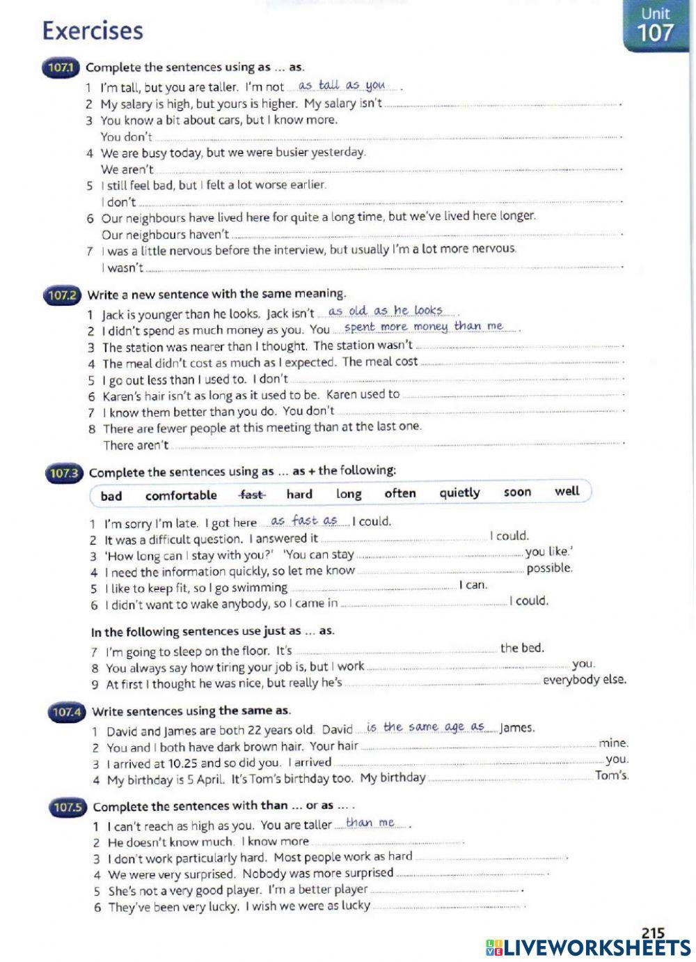Degrees of comparisons