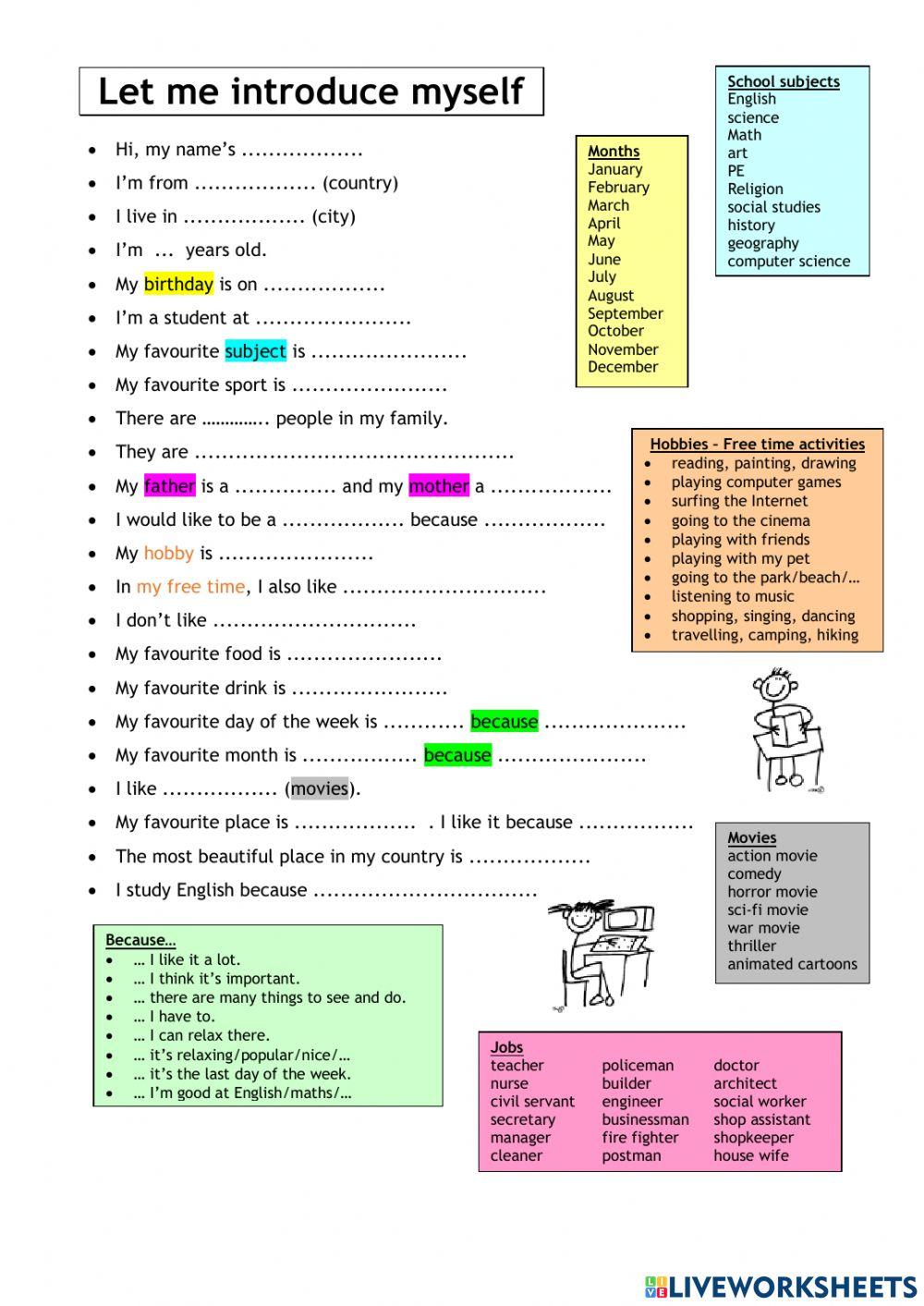 Introduce Yourself online exercise for Live Worksheets