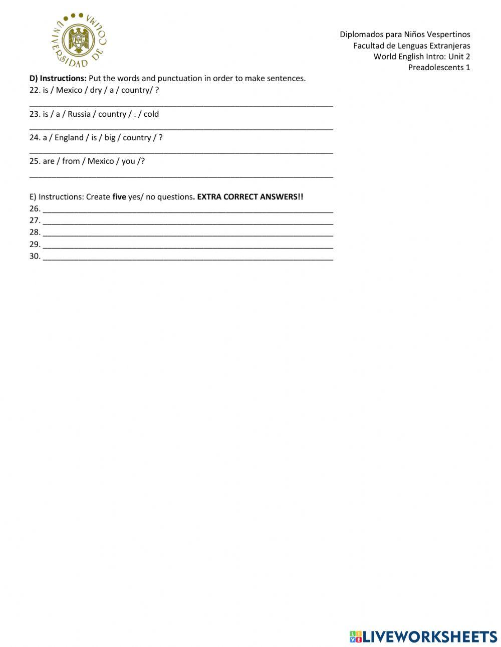 Unit 2 - World English Intro