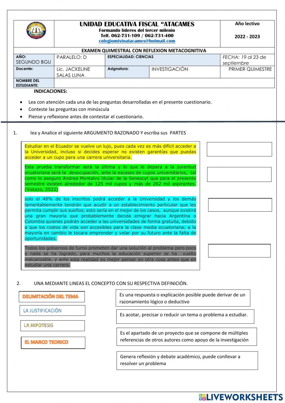Evaluacion de investigacion
