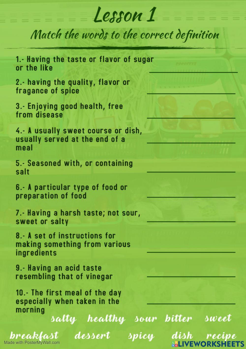 Lesson 1 - Words related food