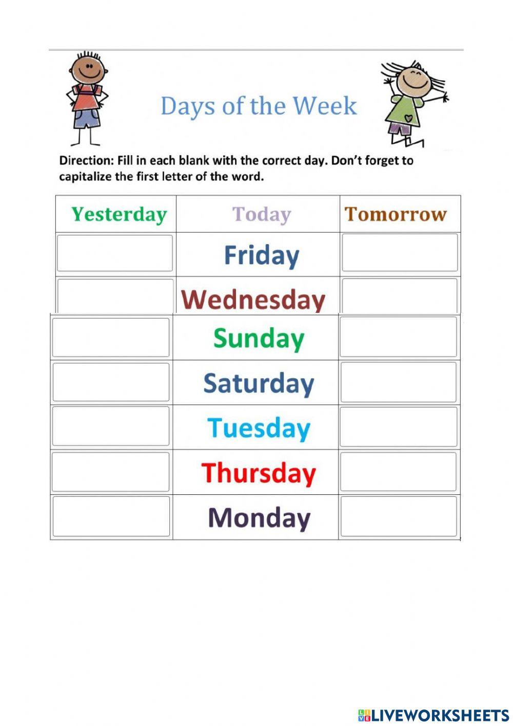 Days 2141763 DV2021 Live Worksheets