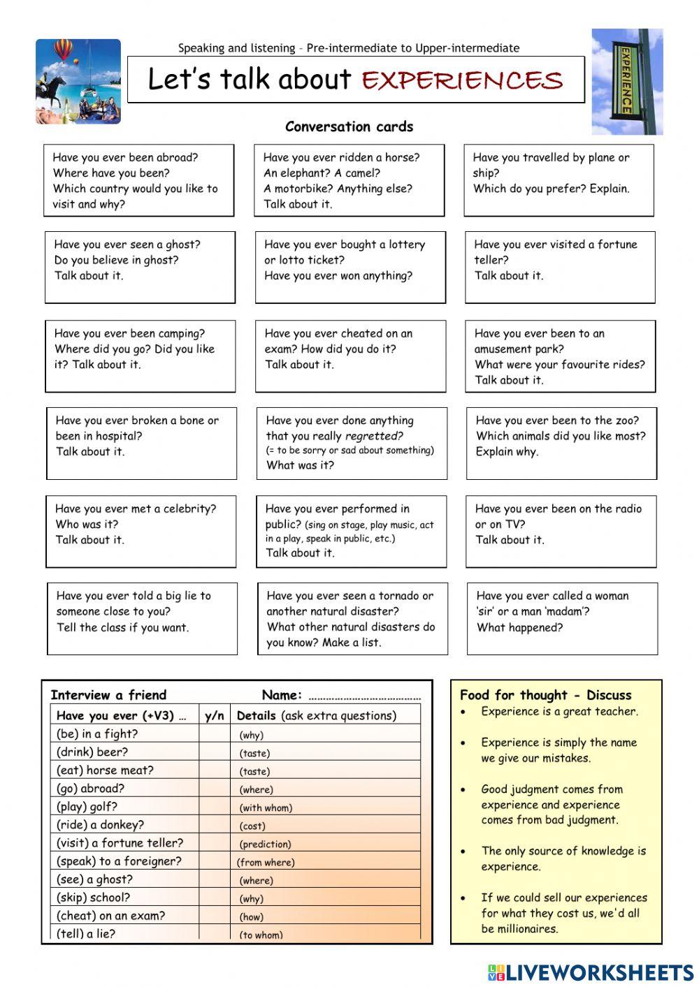 Let's talk about experiences