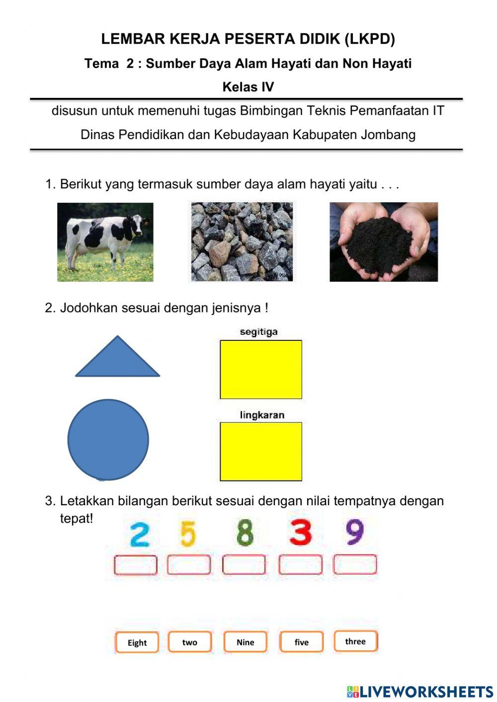 Soal Kelas 4 sumber daya alam