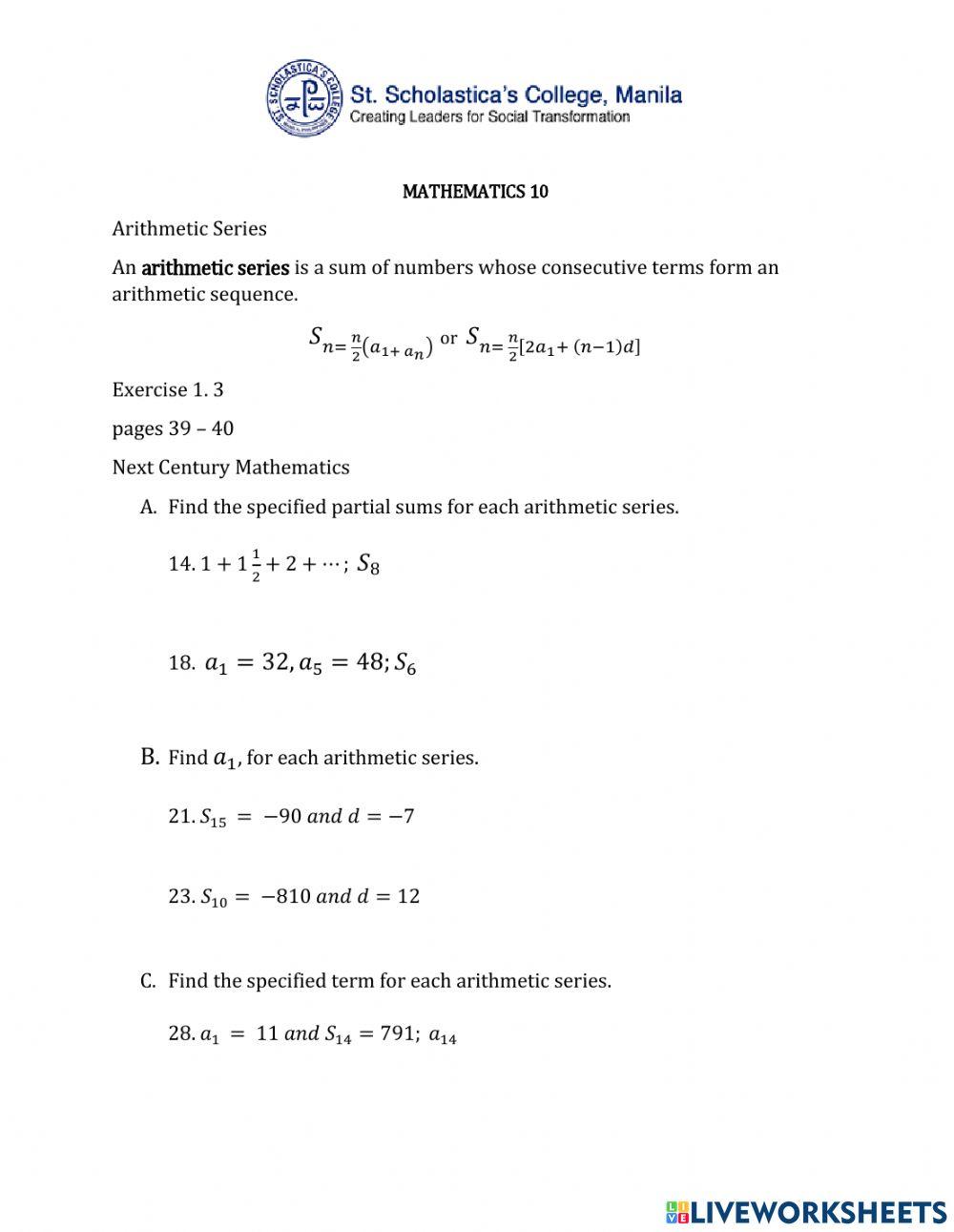 Arithmetic Series 2