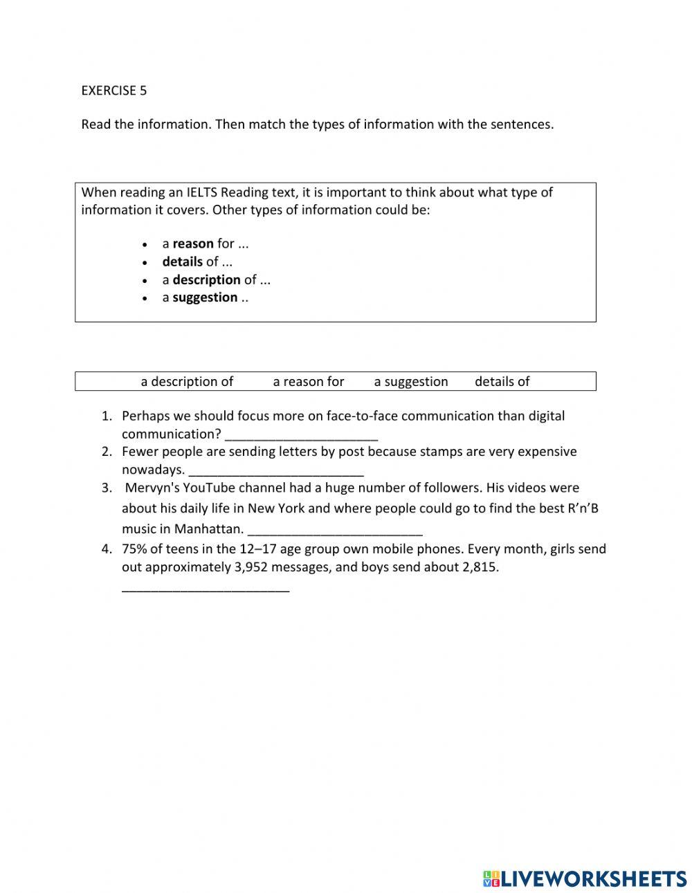 IE1, Unit 4, Reading, Exercise 5