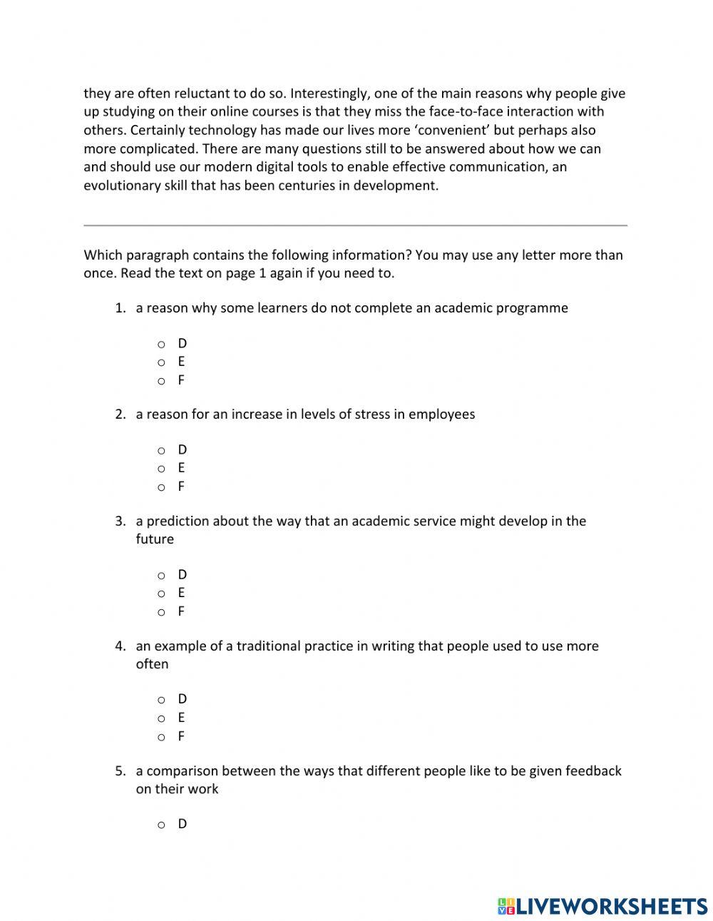 Ie1, unit 4, reading, exercise 9
