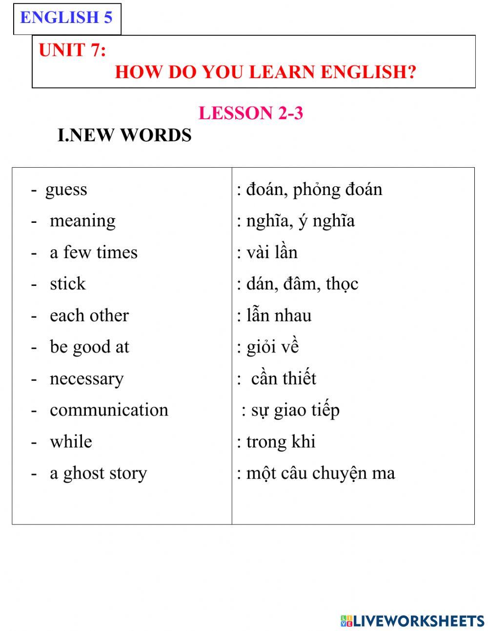 Englíh 5- unit 7- lesson 2-3