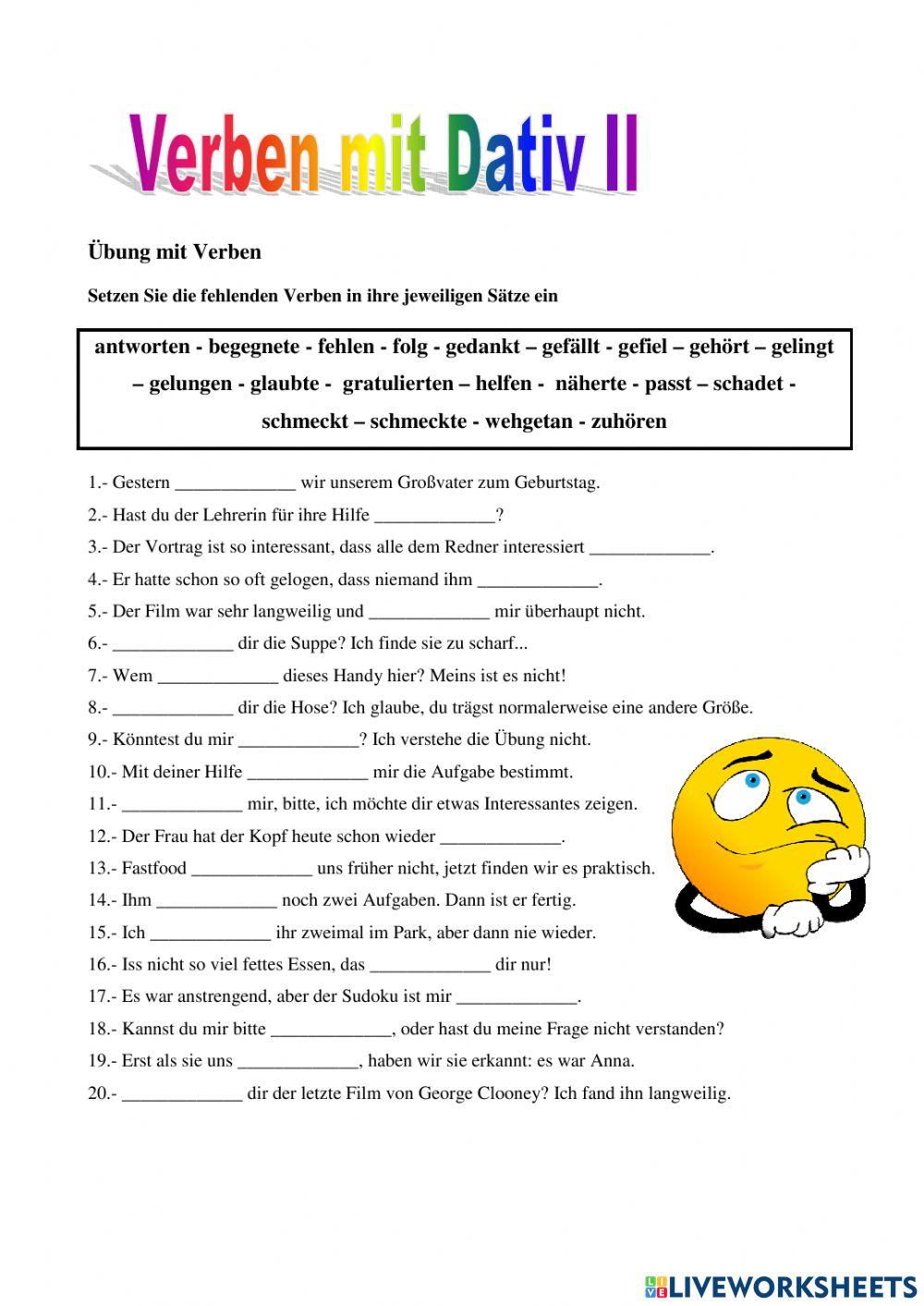 Verben mit Dativ II