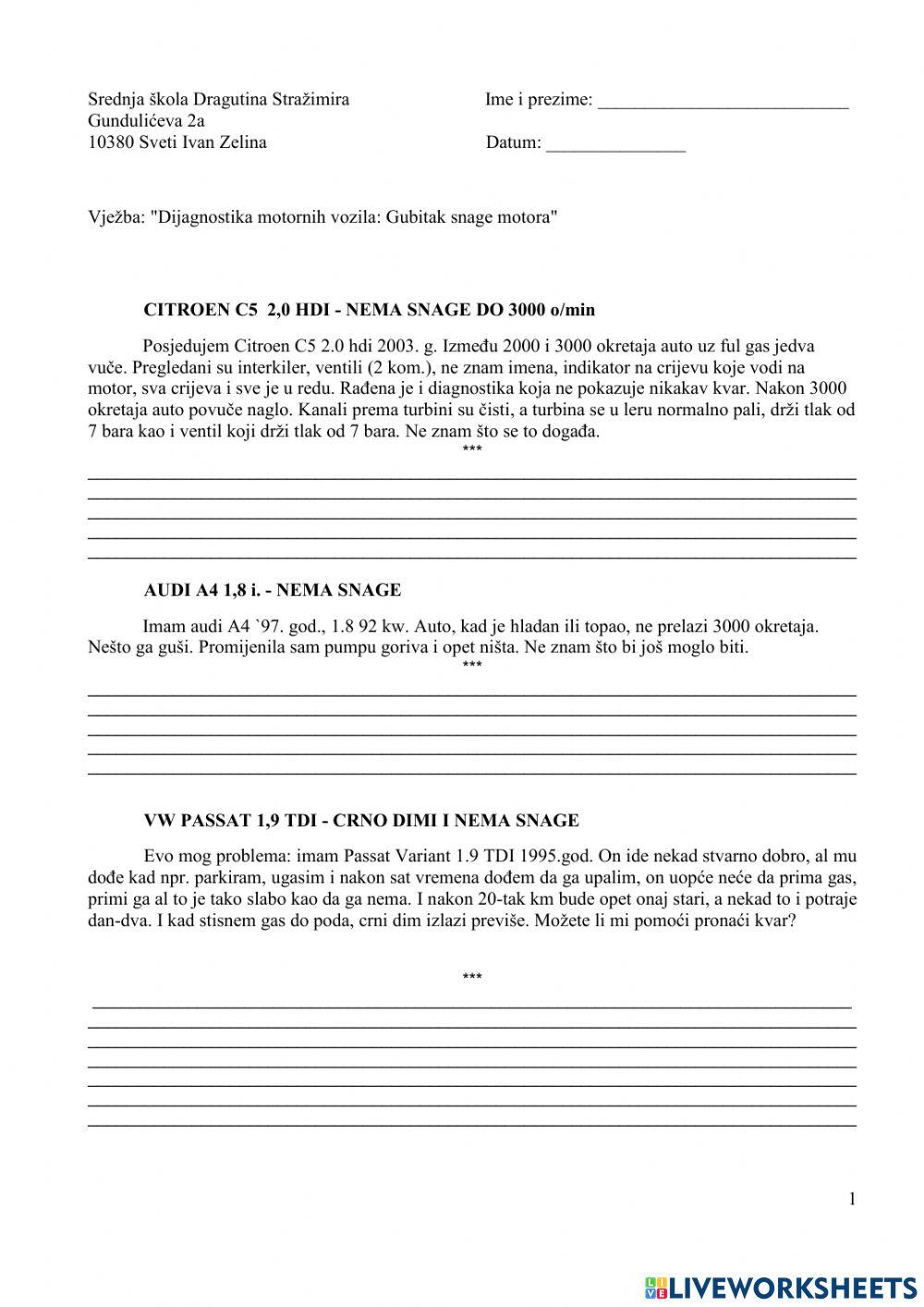 Gubitak snage motora