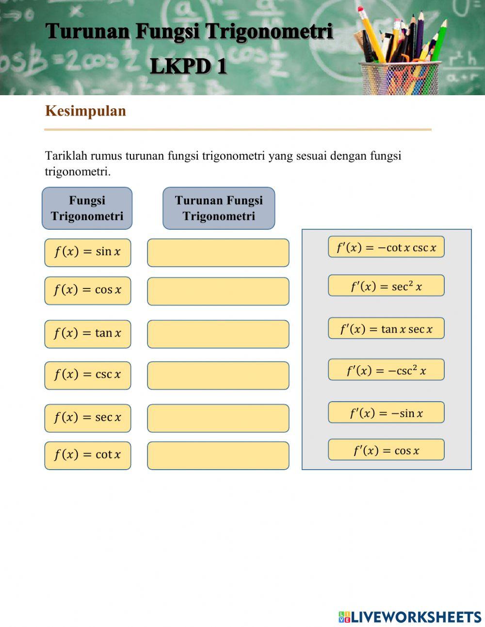 Turunan dasar trigonometri Turunan dasar trigonometri