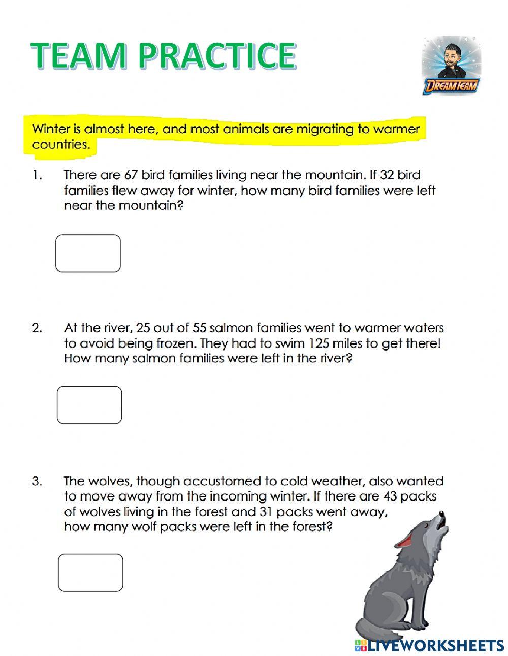Math Subtr. Math Problems WNR