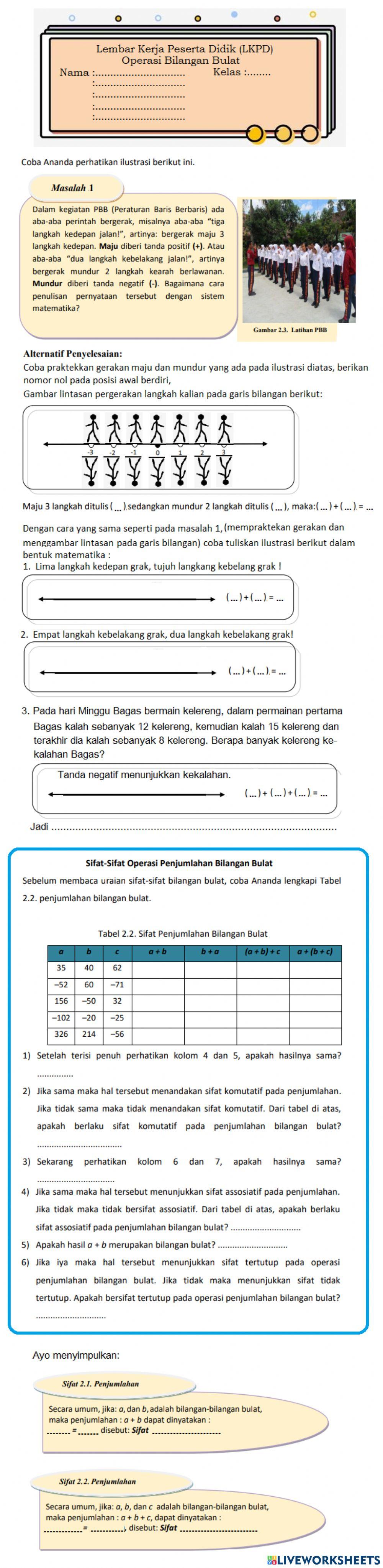 Penjumlahan bilangan bulat