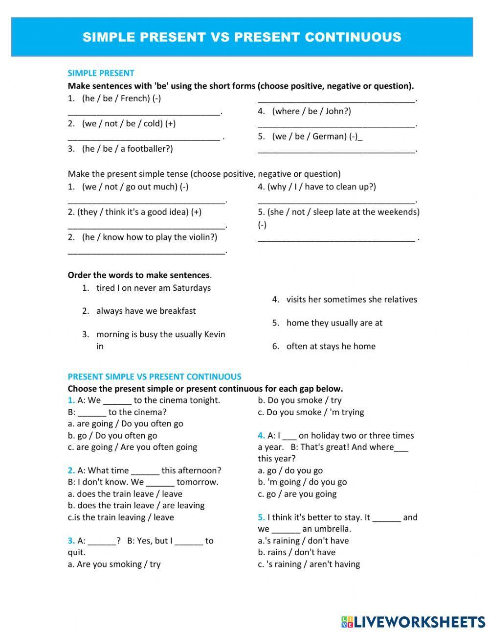 Simple present vs present continuous