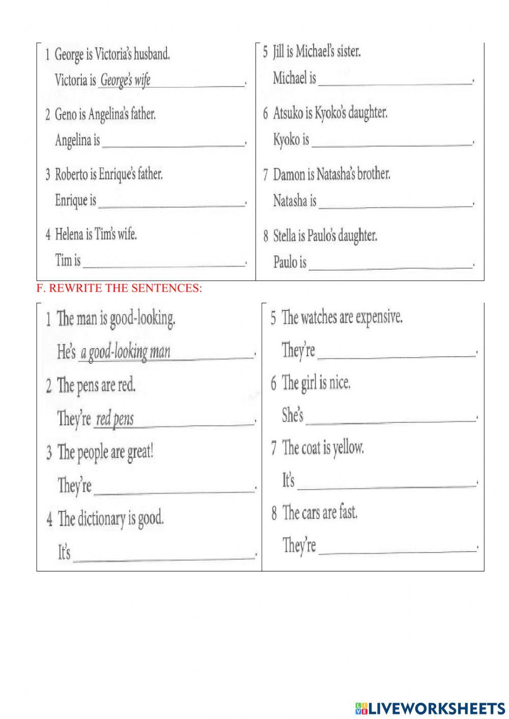 Singualr, plural nouns, things