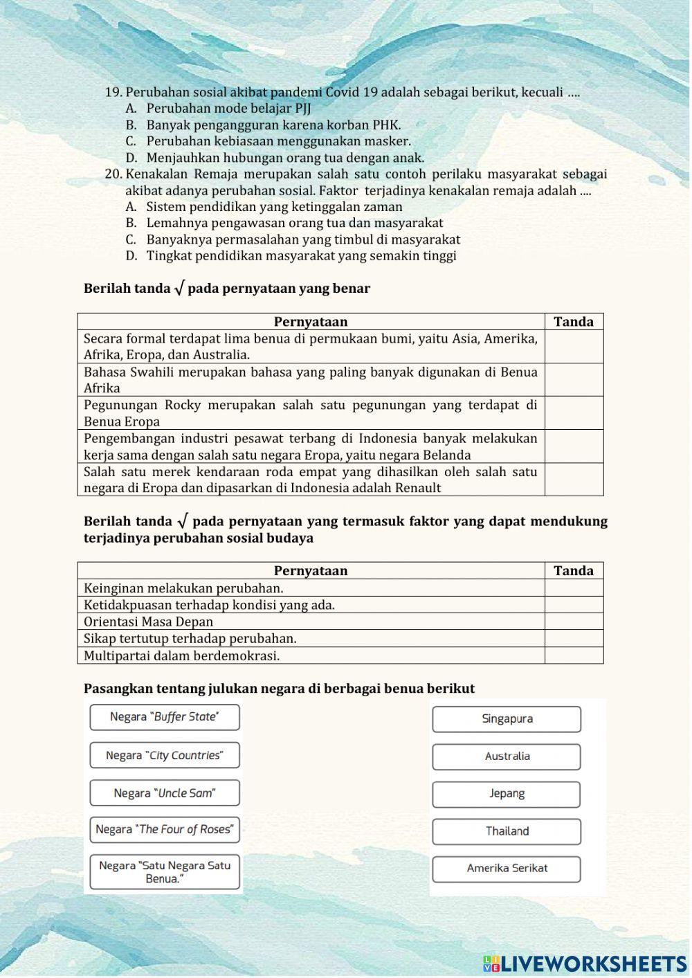 Penilaian Tengah Semester kelas IX