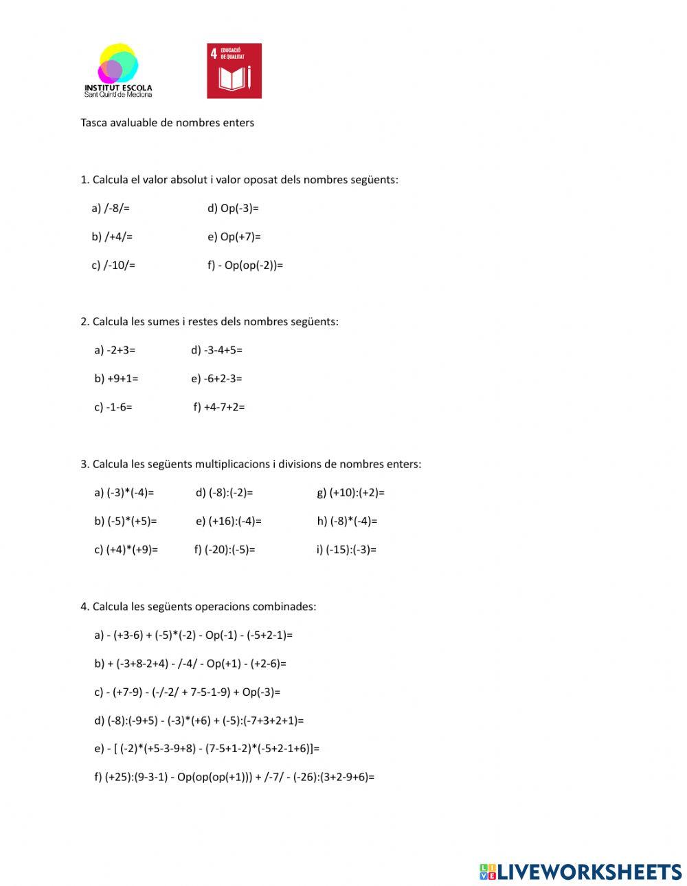 Repàs de nombres enters