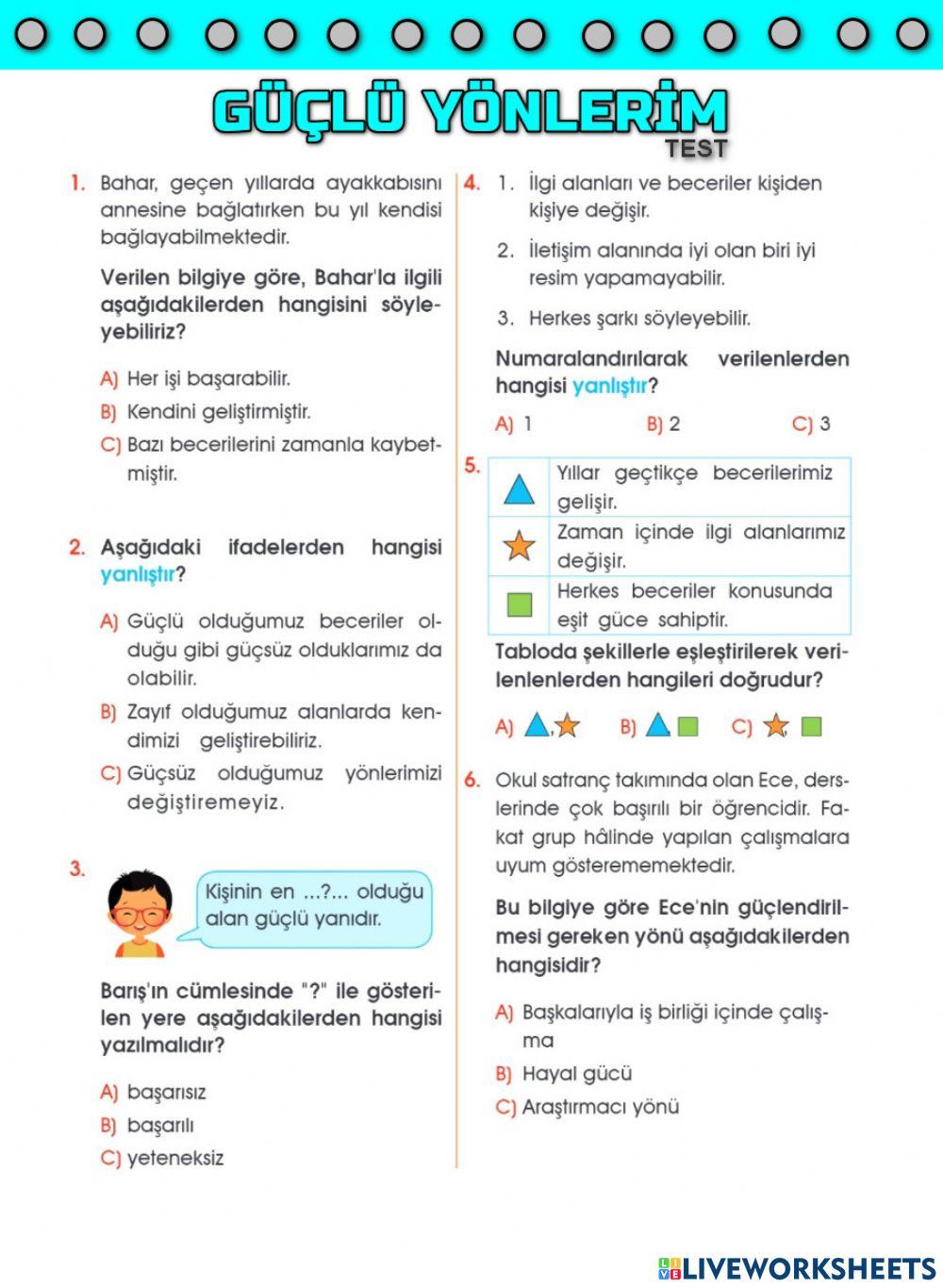 Güçlü Yönlerim-Test