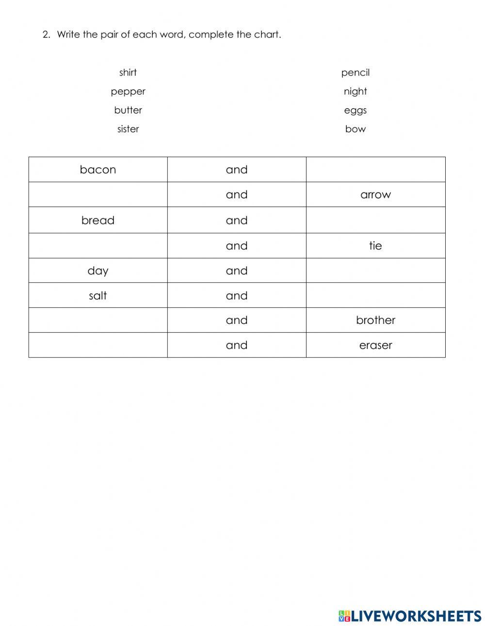 Word pairs