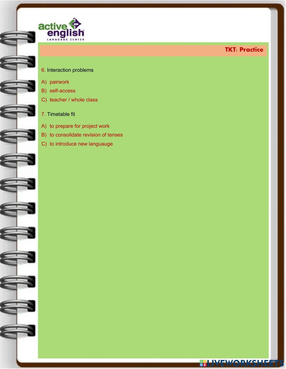 TKT Practice Task 20