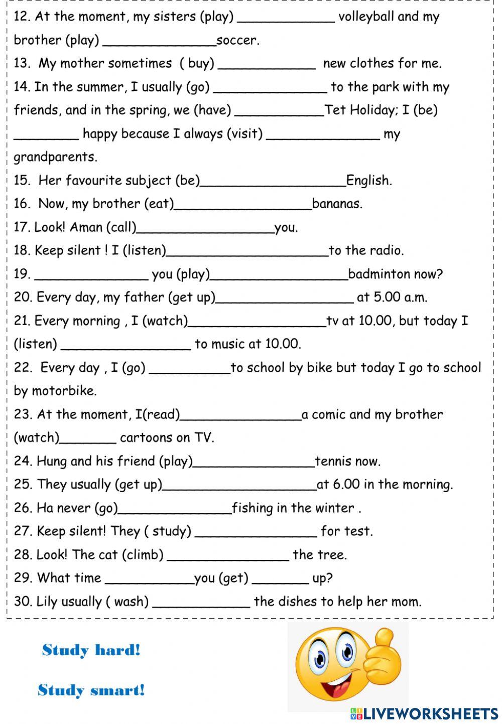 Present simple and continuous 2
