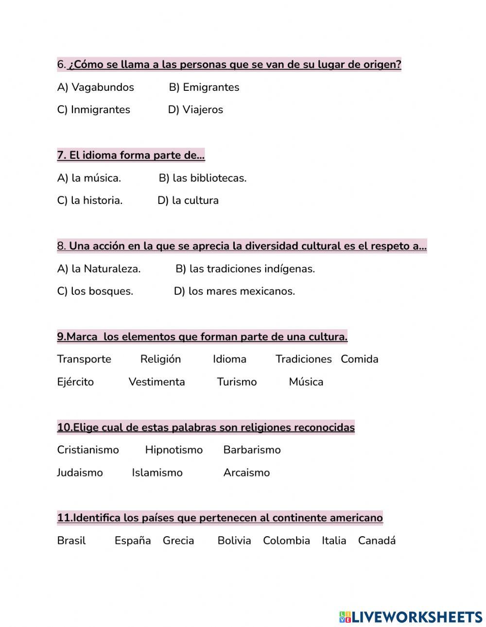 EXAMEN DE CONOCIMIENTOS GENERALES DE SOCIALES, CULTURA Y ECONOMÍA