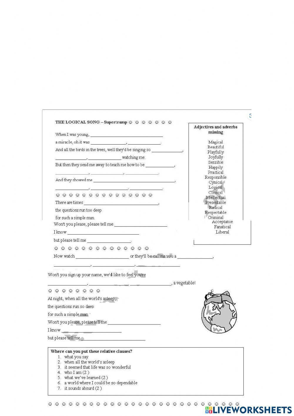 The logical Song- Adjectives of personality-