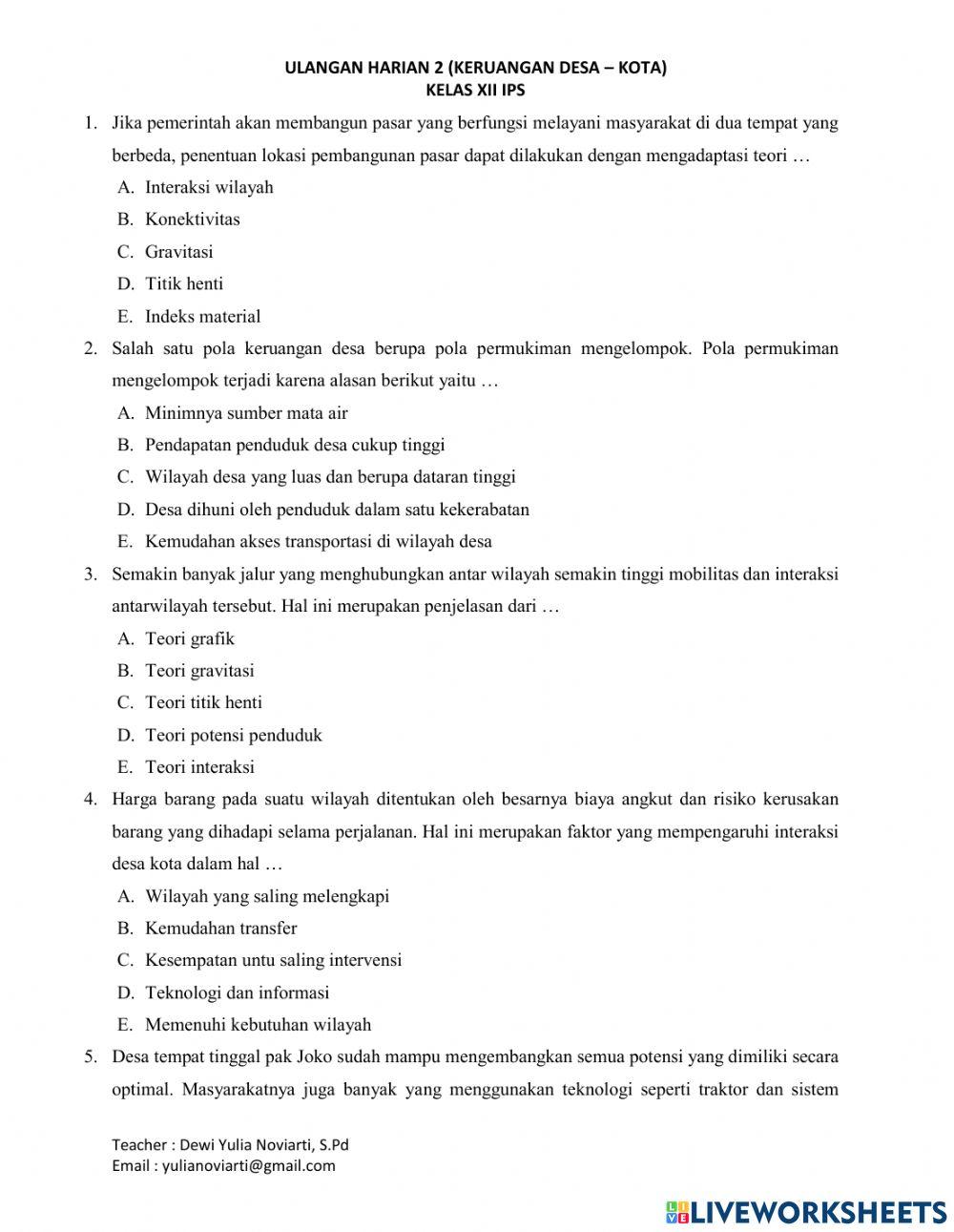 Ulangan harian 2 Geografi