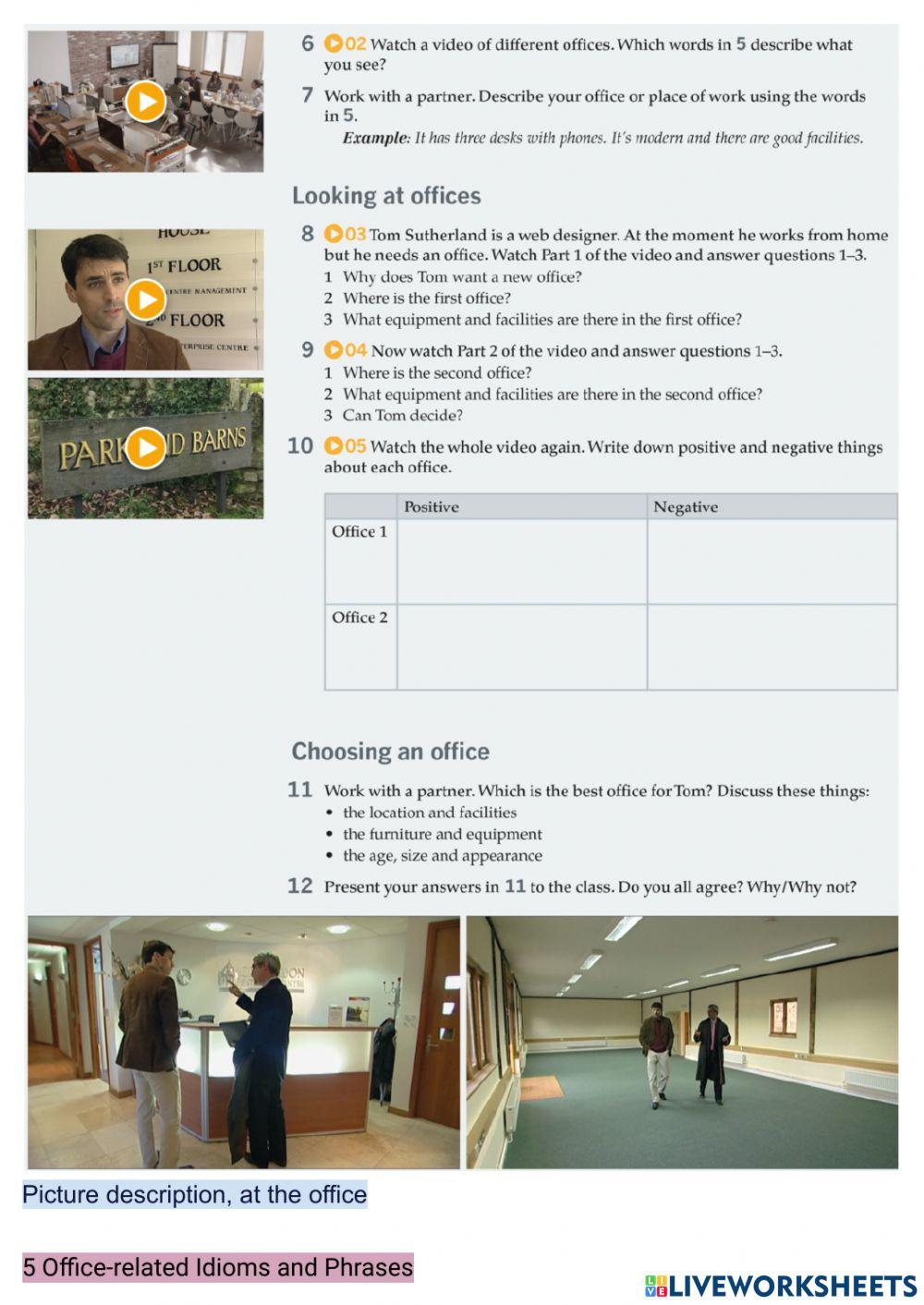 Describing an office