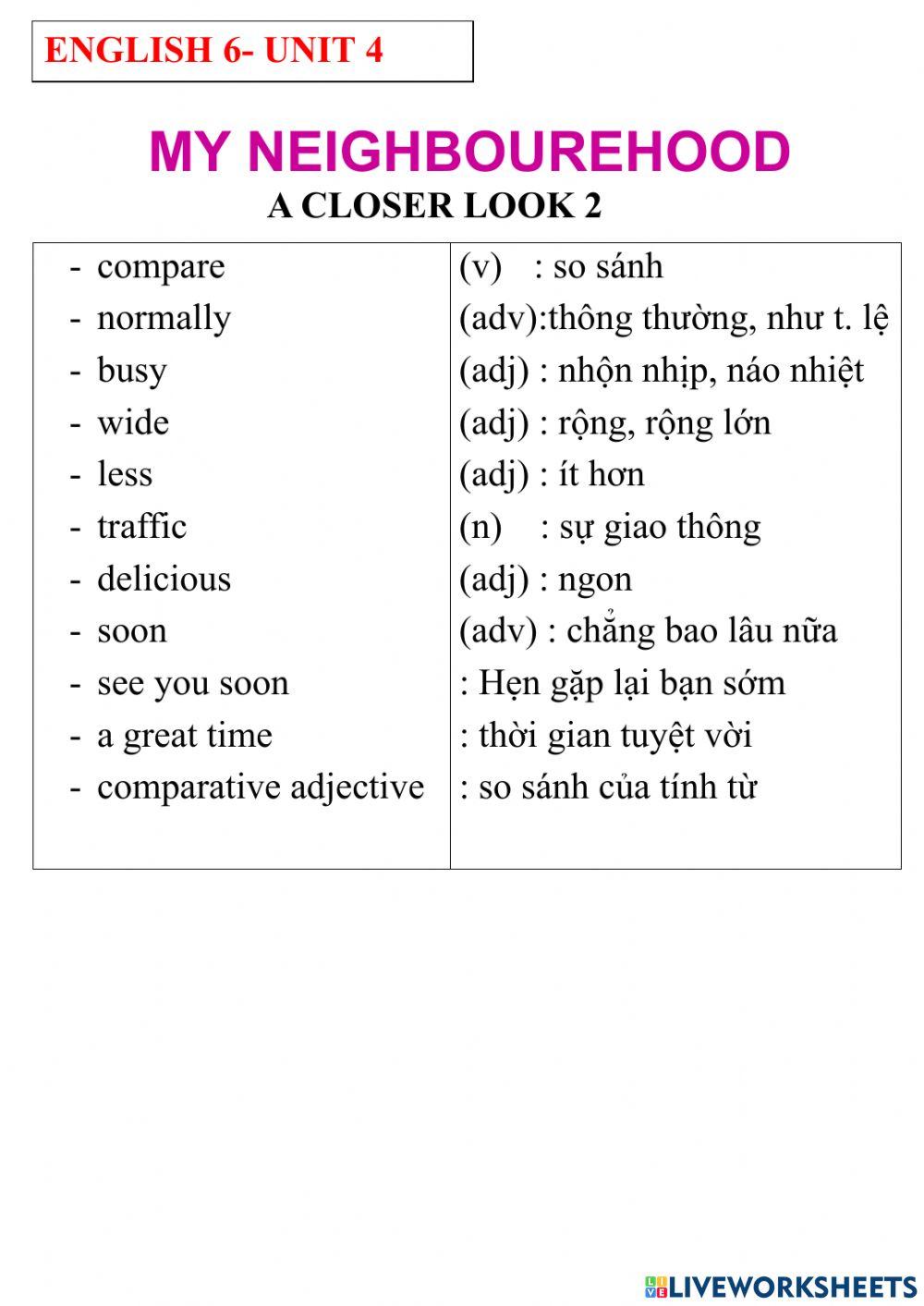 English 6- unit 4- a closer look 2