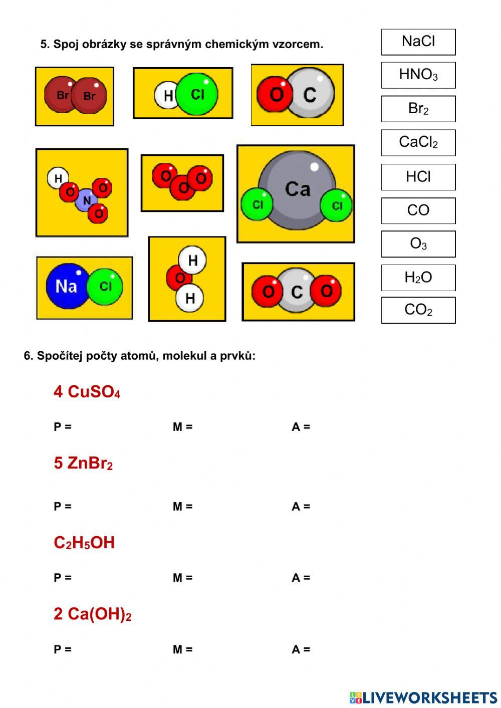 Prvky, atomy, molekuly, sloučeniny