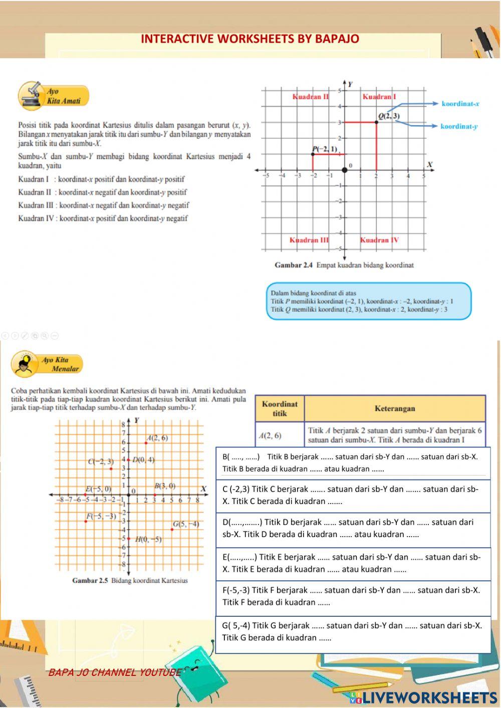 Posisi titik terhadap sumbu-x atau sumbu-y